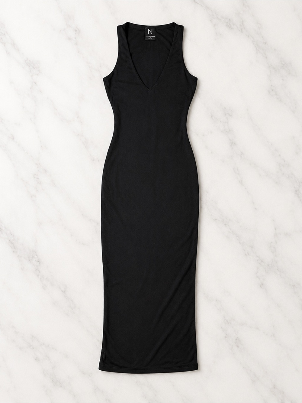 Naked Wardrobe Smooth Sculpt Tank Maxi Dress in Black
